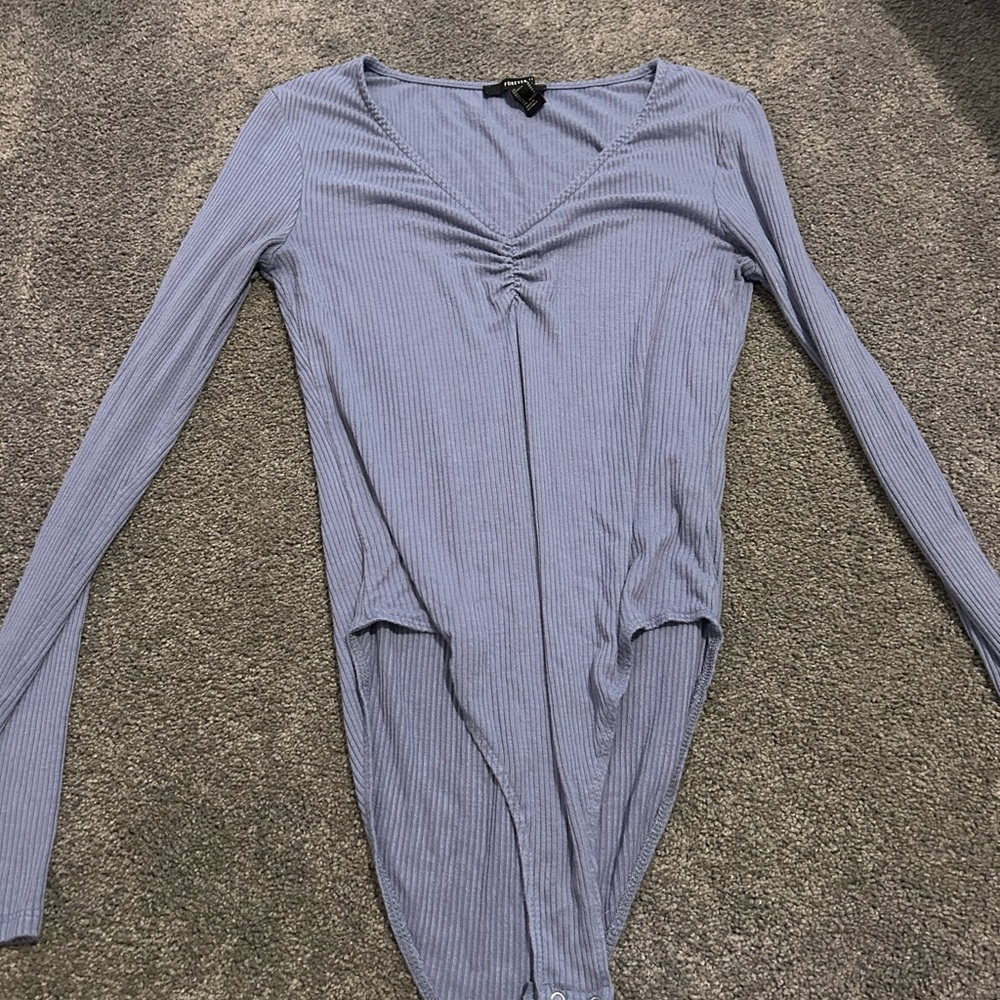 Women's Blue Long Sleeve Bodysuit